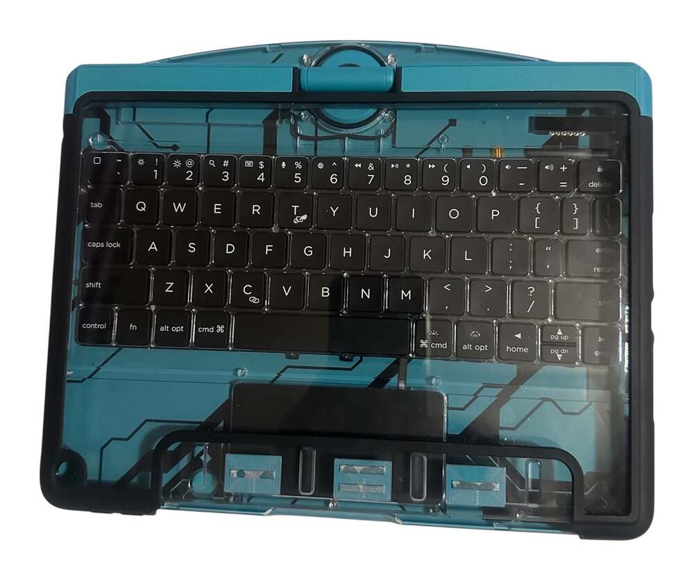 GUSGU Cyberpunk Transparent Keyboard Case for iPad, 360° Rotating Stand with RGB